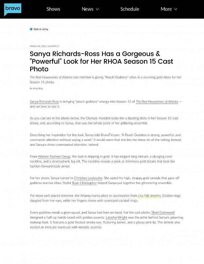 Lisa Nik: Bravo: Sanya Richards-Ross Has A Gorgeous And “Powerful” Look ...