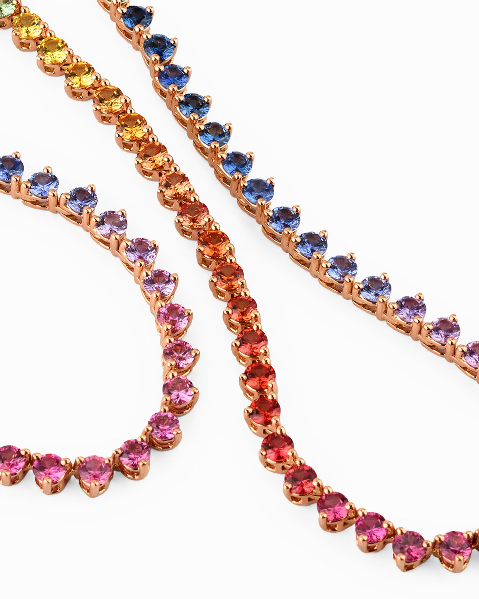 Lisa Nik: Rainbow Sapphire Line Necklace